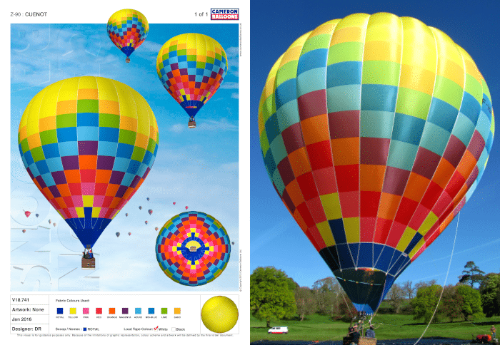 Maquette de l'enveloppe Cameron Balloons type z pour les particuliers